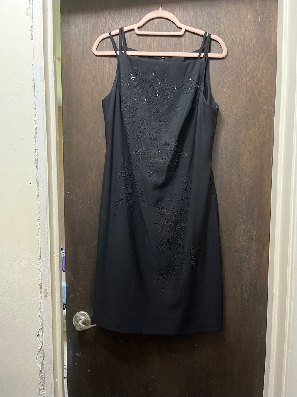 CDC Black Beaded Floral Midi Slip Dress - Picture 4 of 4